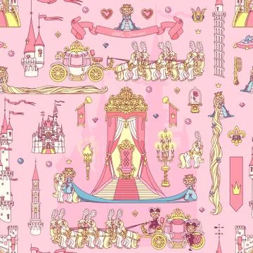 Vector girlish seamless pattern Stock Illustration