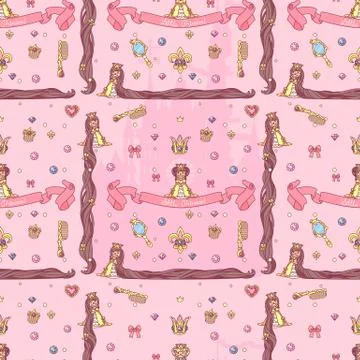 Vector girlish seamless pattern Stock Illustration