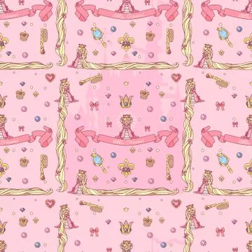 Vector girlish seamless pattern Stock Illustration