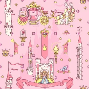 Vector girlish seamless pattern Stock Illustration