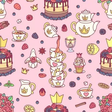 Vector girlish seamless pattern Stock Illustration