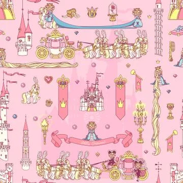 Vector girlish seamless pattern Stockillustratie