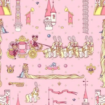 Vector girlish seamless pattern Stock Illustration