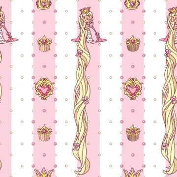 Vector girlish seamless pattern Stock Illustration