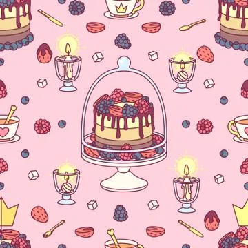 Vector girlish seamless pattern Stock Illustration