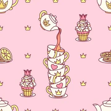 Vector girlish seamless pattern Stockillustratie