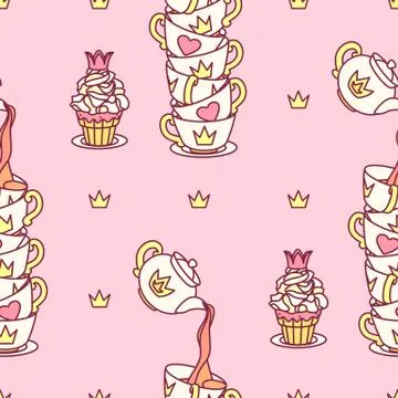 Vector girlish seamless pattern Stock Illustration