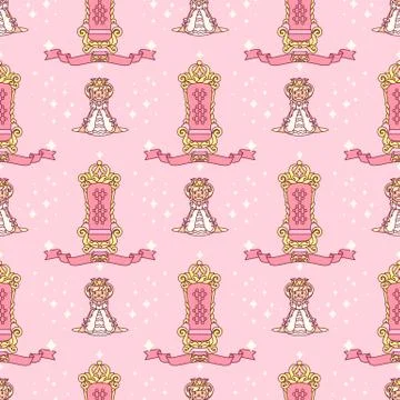 Vector girlish seamless pattern Stockillustratie