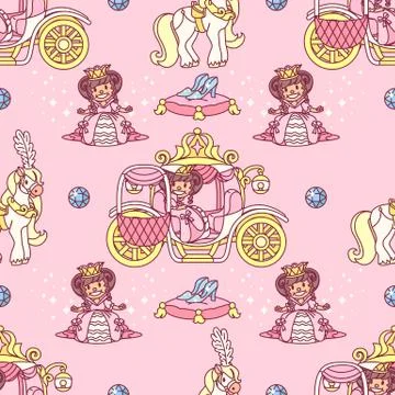 Vector girlish seamless pattern Illustrazione stock