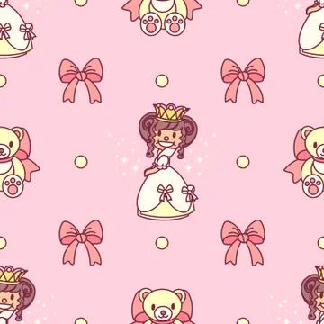 Vector girlish seamless pattern Stock Illustration