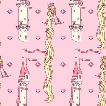 Vector girlish seamless pattern Stock Illustration