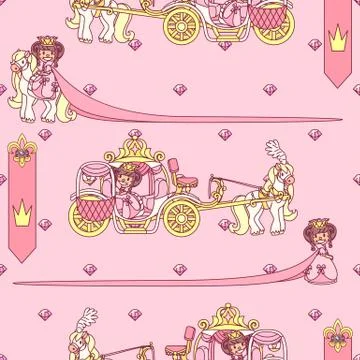 Vector girlish seamless pattern Stock Illustration