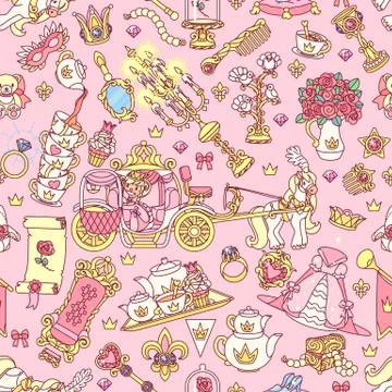 Vector girlish seamless pattern Stockillustratie
