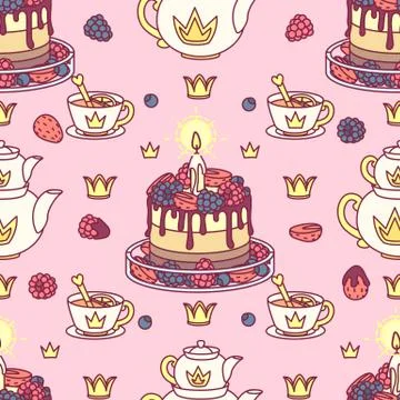 Vector girlish seamless pattern Stock Illustration