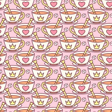 Vector girlish seamless pattern 库存插图