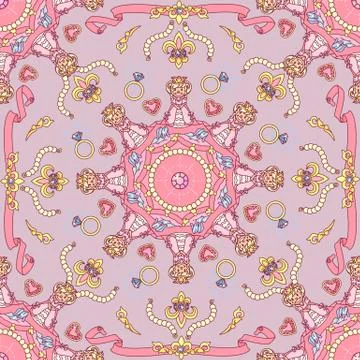 Vector girlish seamless pattern Stock Illustration