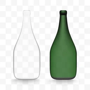 Vector glass alcohol bottle set with shadow Stock Illustration