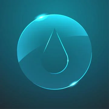 Vector glass blue drop in circle icon Stock Illustration