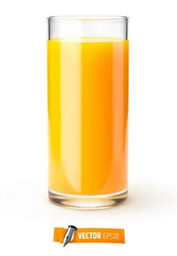 Vector glass of fruit juice on white background Stock Illustration