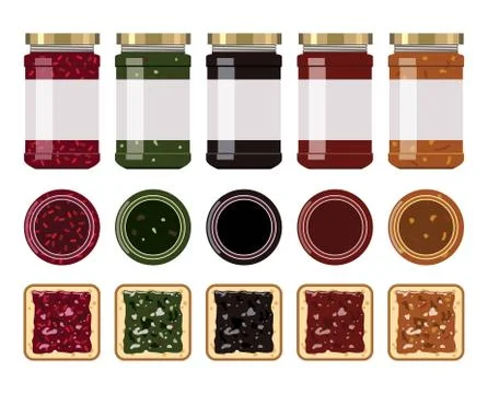 Vector glass jam jars Stock Illustration