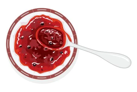 Vector  glass jar with jam and spoon Stock Illustration