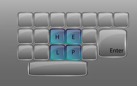 Vector glass keyboard with sign HELP Stock Illustration