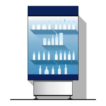 Vector glass showcase with bottles Stock Illustration
