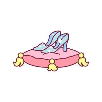 Vector glass slippers on pillow Stock Illustration