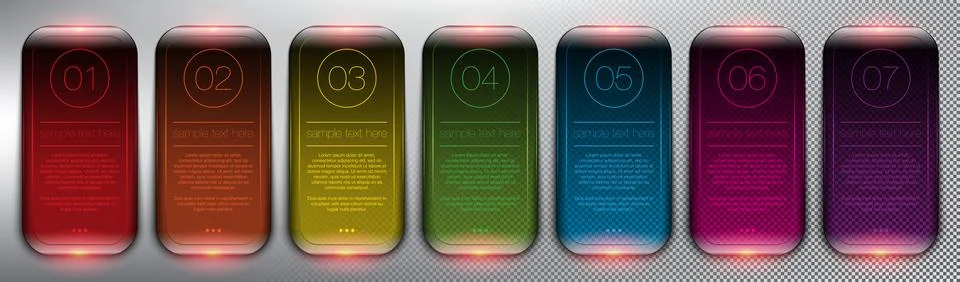 Vector glass web banners set of 7. Stock Illustration