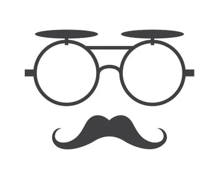 Vector glasses and mustache icon in black over white イラスト素材