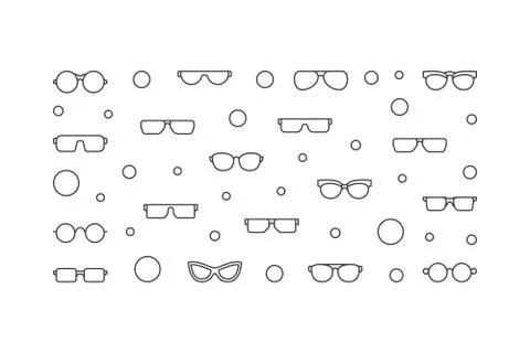 Vector glasses horizontal outline illustration or banner Stockillustratie