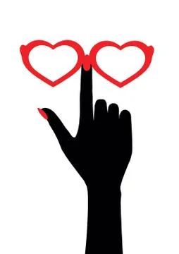 Vector glasses Icon. Glasses with red rims heart Stock Illustration