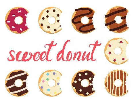Vector glazed colorful donuts Stock Illustration