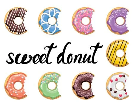 Vector glazed colorful donuts Stock Illustration