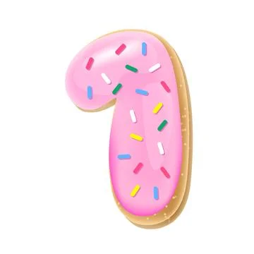 Vector glazed pink number 1 from donut font Stock Illustration