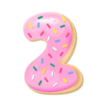Vector glazed pink number 2 from donut font Stock Illustration