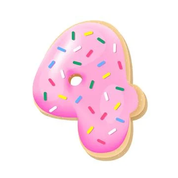 Vector glazed pink number 4 from donut font Stock Illustration
