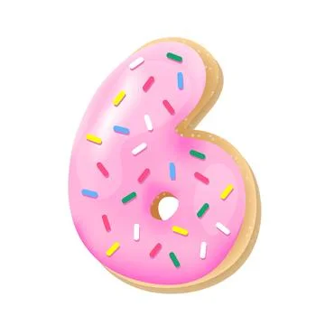 Vector glazed pink number 6 from donut font Stock Illustration