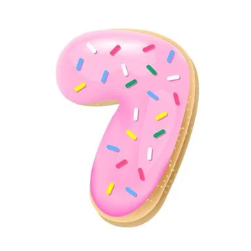 Vector glazed pink number 7 from donut font Stock Illustration