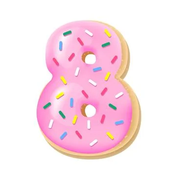 Vector glazed pink number 8 from donut font Stock Illustration