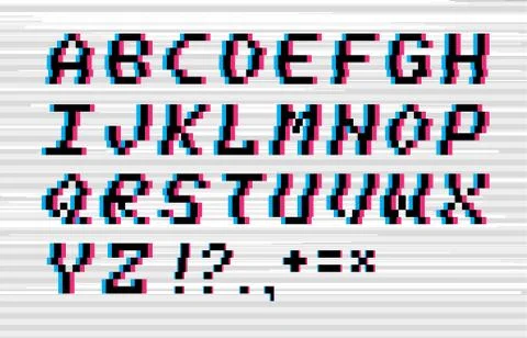 Vector glitch alphabet Stock Illustration