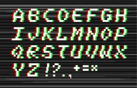 Vector glitch alphabet Stock Illustration
