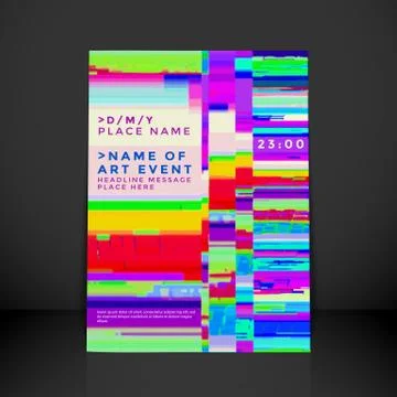 Vector glitch background poster template. Stock Illustration