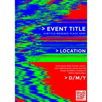 Vector glitch background poster template. Stock Illustration