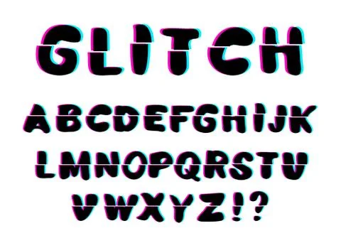 Vector Glitch font with distortion effect. Latin letters. Vector illustration Stock Illustration