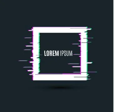 Vector glitch frames set. Geometric shapes with distortion effect.Glow Design Stock Illustration