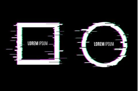 Vector glitch frames set. Geometric shapes with distortion effect.Glow Design Stock Illustration