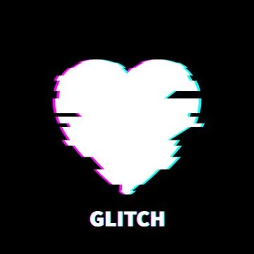Vector Glitch Heart Icon, Technology Illustration Background, White Love Symb Stock Illustration