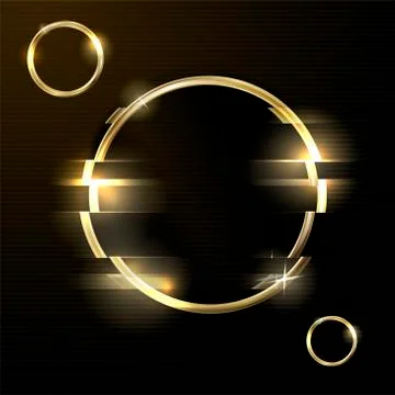 Vector glitched abstract background with golden ring, distorted tv noise Stock Illustration