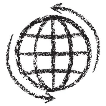 Vector global exchange icon with globe and circular arrows Illustrazione stock